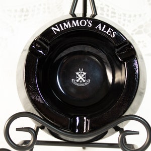 Vintage Ashtray Nimmo&#39;s Ales Black Glass Change Dish