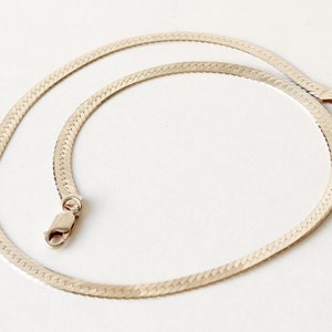 Vintage Sterling Necklace Flat Herringbone