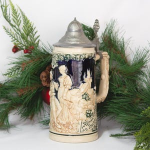 Vintage Beer Stein With Pewter Lid Germany