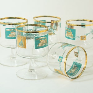 Vintage Riverboat Cocktail Glasses Barware Set Of Five