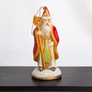 Vintage Poland Santa Claus Porcelain Ornament Original Box