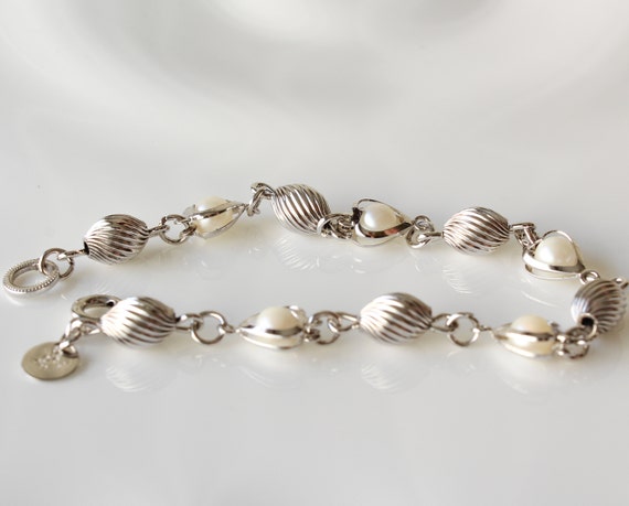 Pearl Heart Sterling Silver Bracelet - image 2