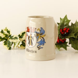 Vintage Stoneware Beer Mug Munchen Monk 1980s