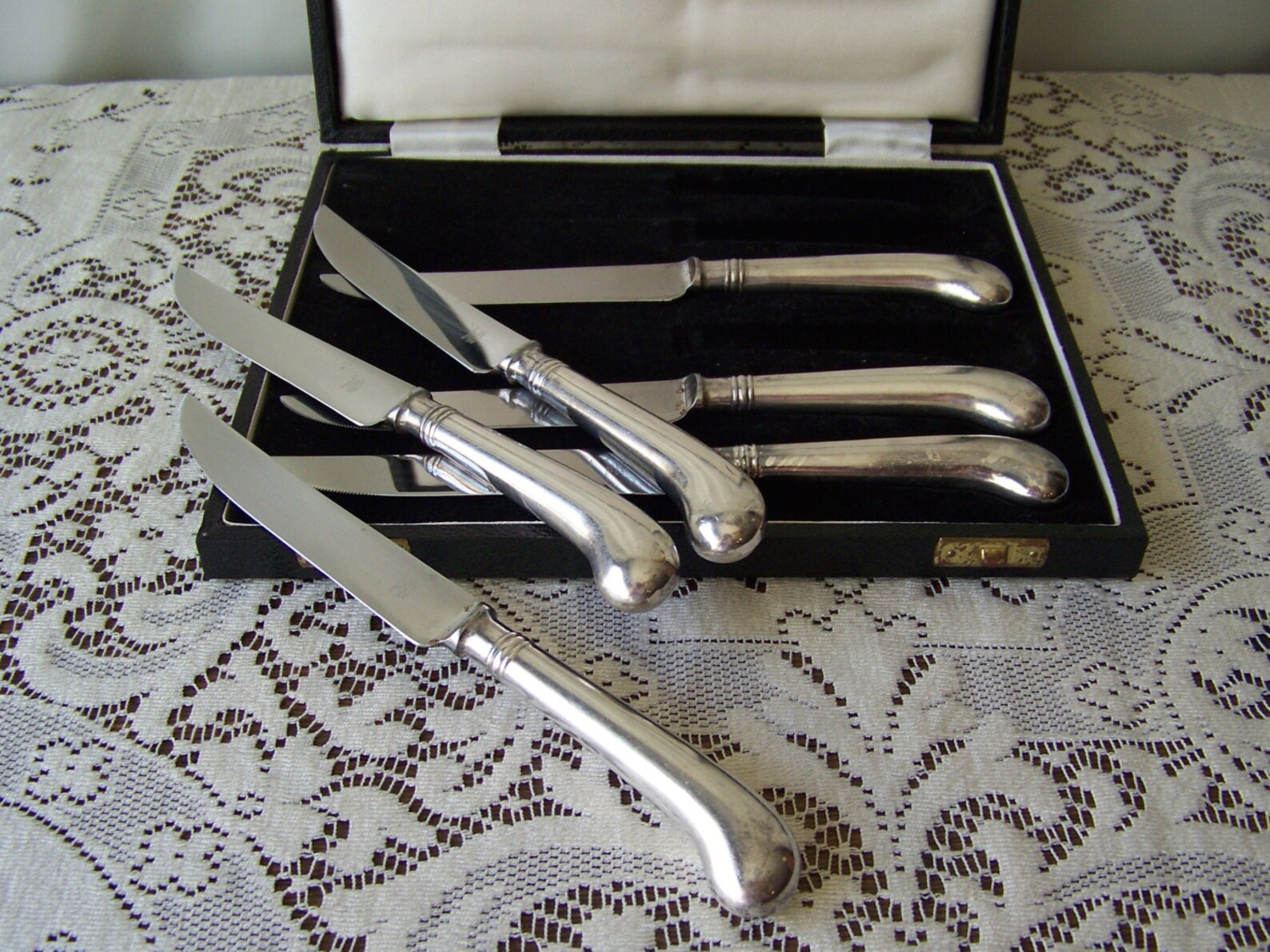 Vintage Steak Knife Set Sheffield England Silver Plate Pistol Etsy