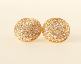 Vintage Designer Rhinestone Clip-on Earrings