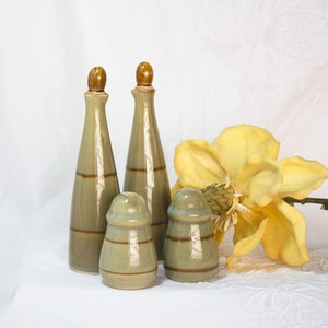 Vintage Cruet and Shaker Set Earth Tone Colors