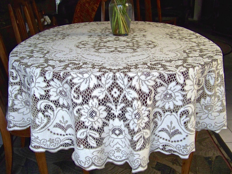 Vintage Quaker Lace Cloth Oval Tablecloth Cottage Decor Table Etsy