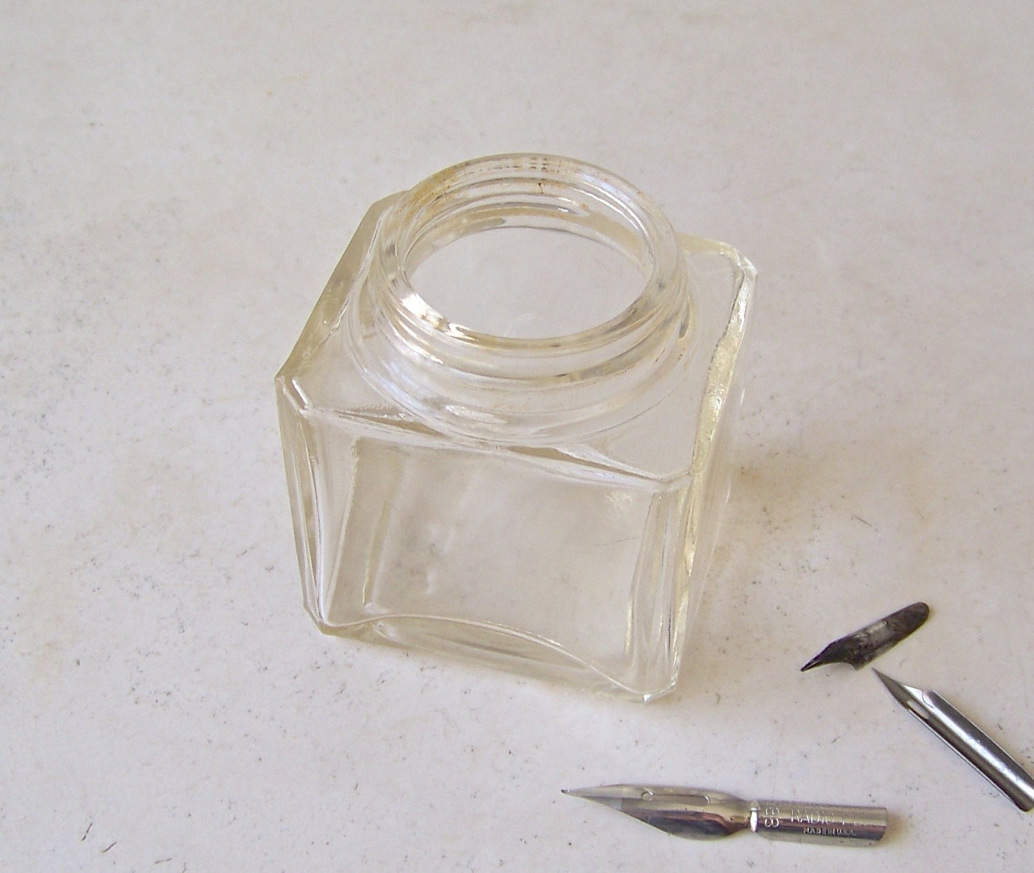 Vintage Ink Bottle Clear Glass Ink Well Collectible Bottles Etsy