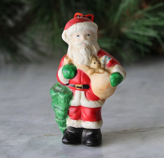 Vintage Weihnachten Weihnachtsmann Porzellan Ornament