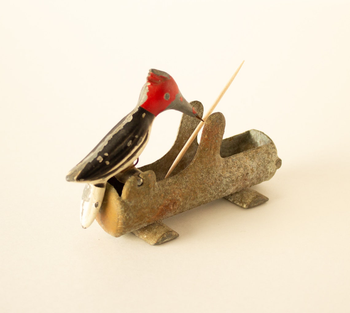 Vintage WoodPecker Toothpick Dispenser Cast Metal 1940s Etsy