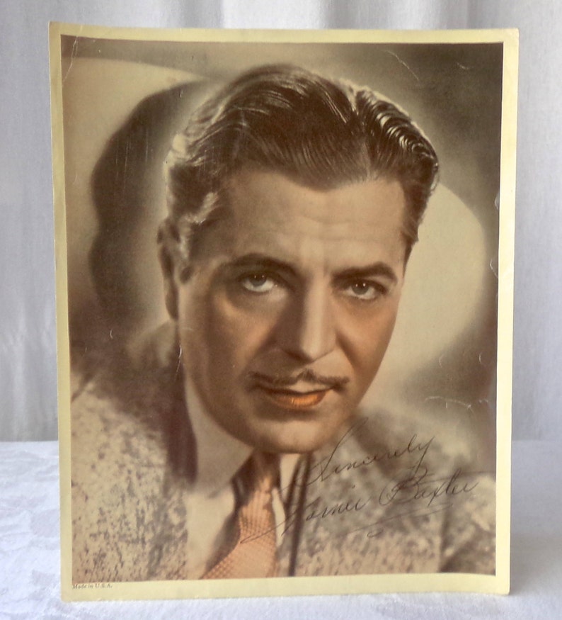 Vintage Hollywood Movie Star Photograph Warner Baxter Colorized