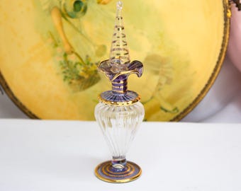 Flacon de parfum vintage Améthyste et or irisés