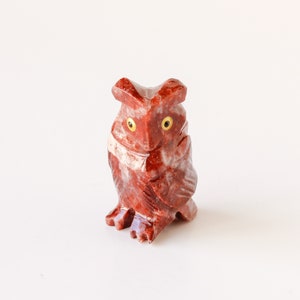 Vintage Tiny Marble Owl Figurine Hand-Carved