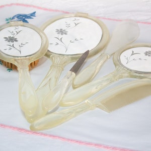 Vintage Vanity Dresser Set Hand Mirrors Comb Brush