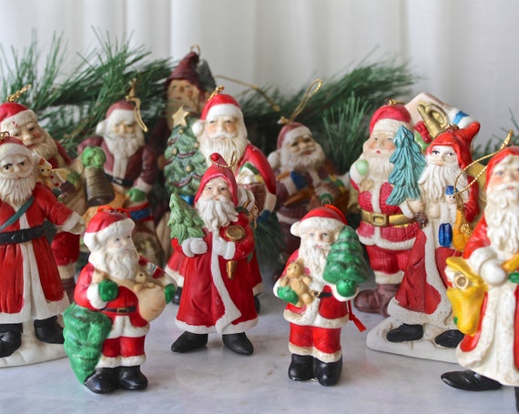 80年代 ビンテージ クリスマス サンタクロース ベアー オーナメント 飾り ヴィンテージのクリスマスサンタクロースの磁器製オーナメント