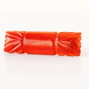 Vintage Bakelite Brooch Rhubarb Red 1940s