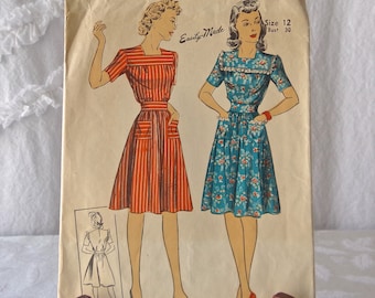 Sewing Pattern Misses One Piece Dress Du Barry Size 12 Vintage 1943