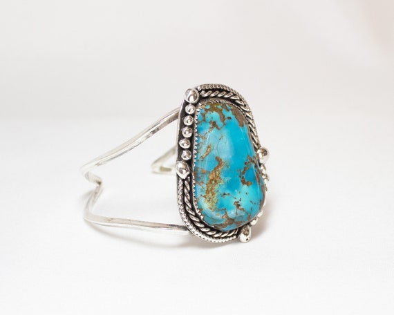 Turquoise Cuff Bracelet Sterling Silver - image 4