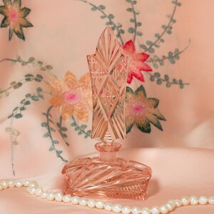 Vintage Pink Crystal Perfume Bottle Czechoslovakia