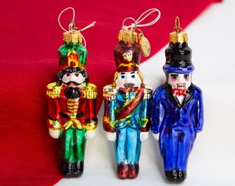 Vintage Mini Christmas Ornaments, Toy Soldiers Set Of 3