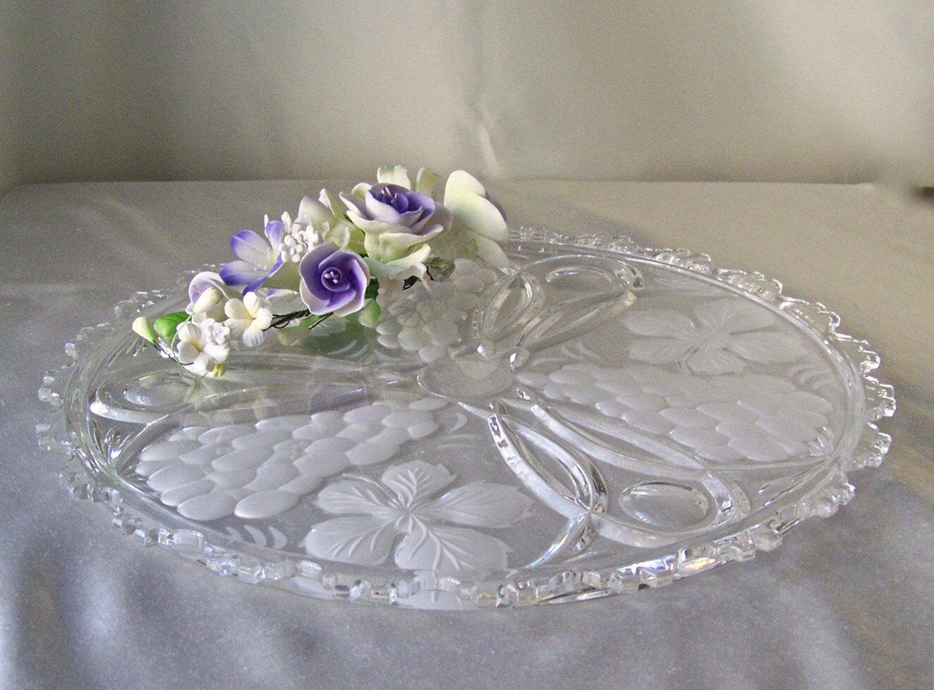 Vintage Cake Plate Leaded Crystal Wedding Tray Etsy