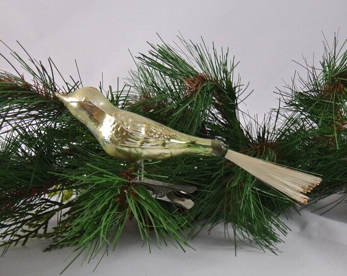 Vintage Clip on Bird Christmas Ornament Spun Glass Tail Etsy