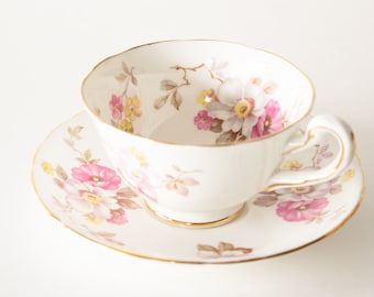 Royal Chelsea Teacup and Saucer Dogwood Flowers