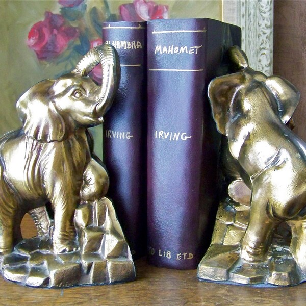 Vintage Elephant Bookends Bronze 1975 RESERVED KAREN