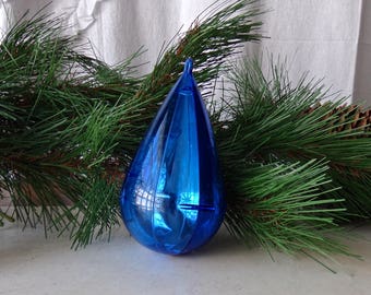 Blue Christmas Ornament Plastic Teardrop Reflective