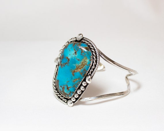 Turquoise Cuff Bracelet Sterling Silver - image 5