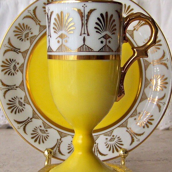 Vintage Canary Yellow Teacup and Saucer Lefton China Cappuccino Cup Espresso Cup Canary Yellow Cup Saucer Gift for Mom 1970s