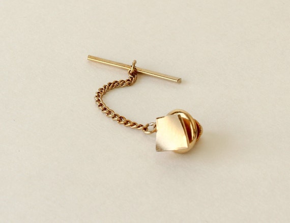 Modernist Tie Tack Two Tone Gold Abstract Concave… - image 3