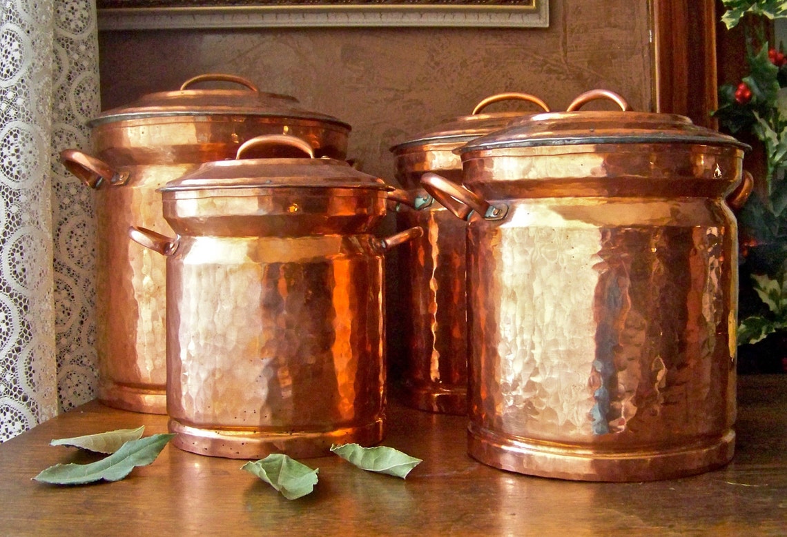 Vintage Turkish Copper Canister Set Etsy