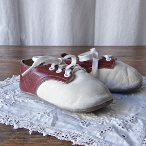 Vintage Baby Shoes Saddle Brown Leather Oxfords