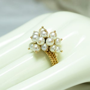 Vintage 18K Gold Pearl Cocktail Ring