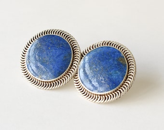 Earrings Lapis Lazuli Sterling Silver Setting