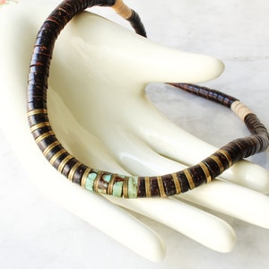 Vintage Turquoise Pen Shell Heishi Bead Necklace
