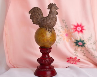 Vintage Rooster Statue, Rustic Kitchen Decor