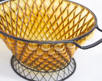 ヴィンテージの琥珀色のガラス製錬鉄製ボウル - Etsy 日本