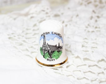 Bury Parish Church Thimble Gold Trim Birchcroft China