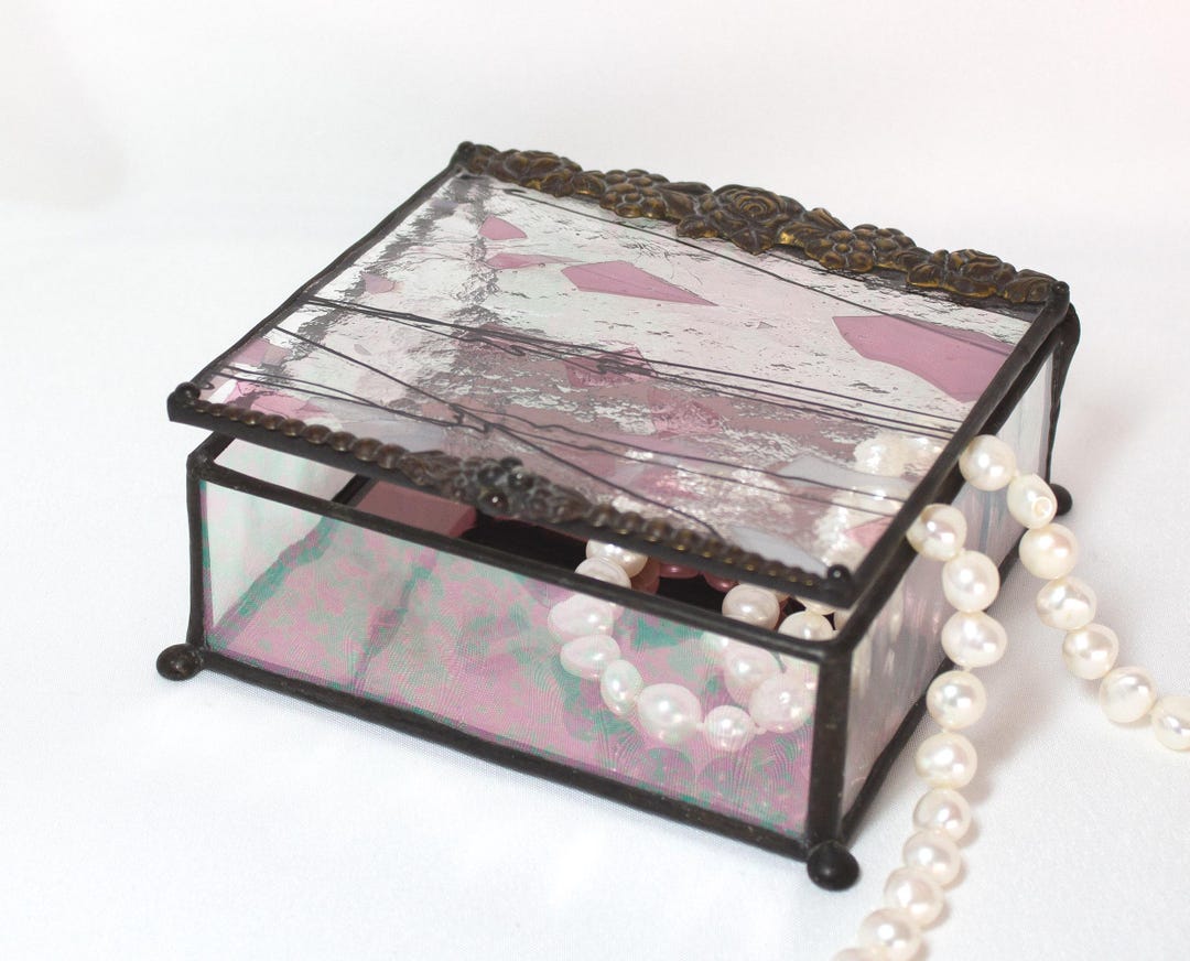 Vintage Pink Abstract Art Glass Box - Etsy