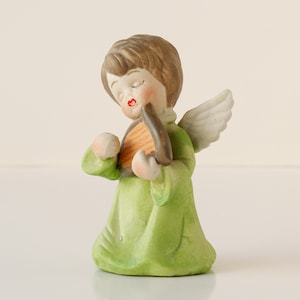 Vintage Angel Playing Harp Figurine Mid-Century