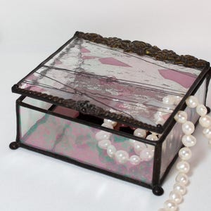 Vintage Pink Abstract Art Glass Box