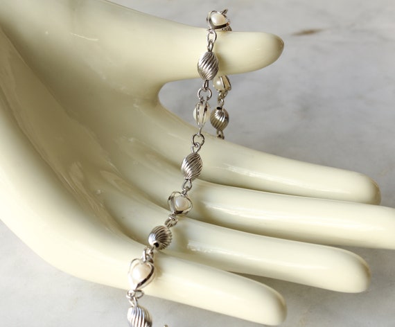 Pearl Heart Sterling Silver Bracelet - image 1