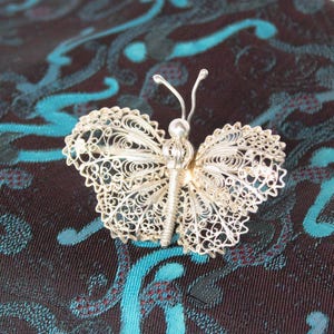 Vintage Sterling Filigree Butterfly Brooch