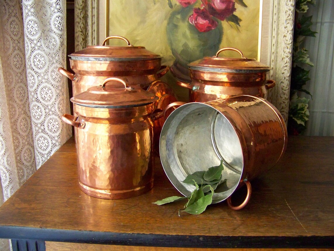 Vintage Turkish Copper Canister Set Etsy