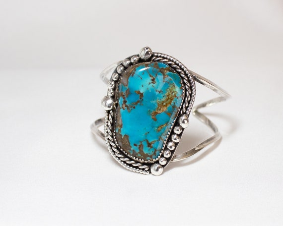 Turquoise Cuff Bracelet Sterling Silver - image 6