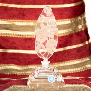 Vintage Crystal Perfume Bottle Hand-Cut Floral Etching