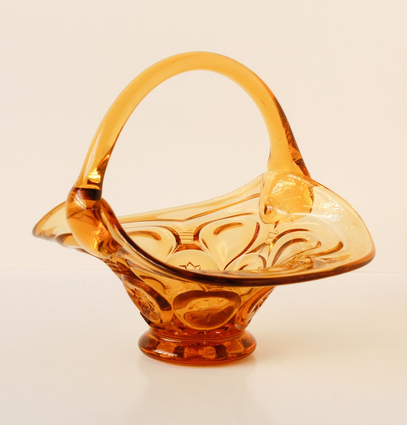 Vintage Amber Glass Basket Centerpiece Wedding Easter Etsy