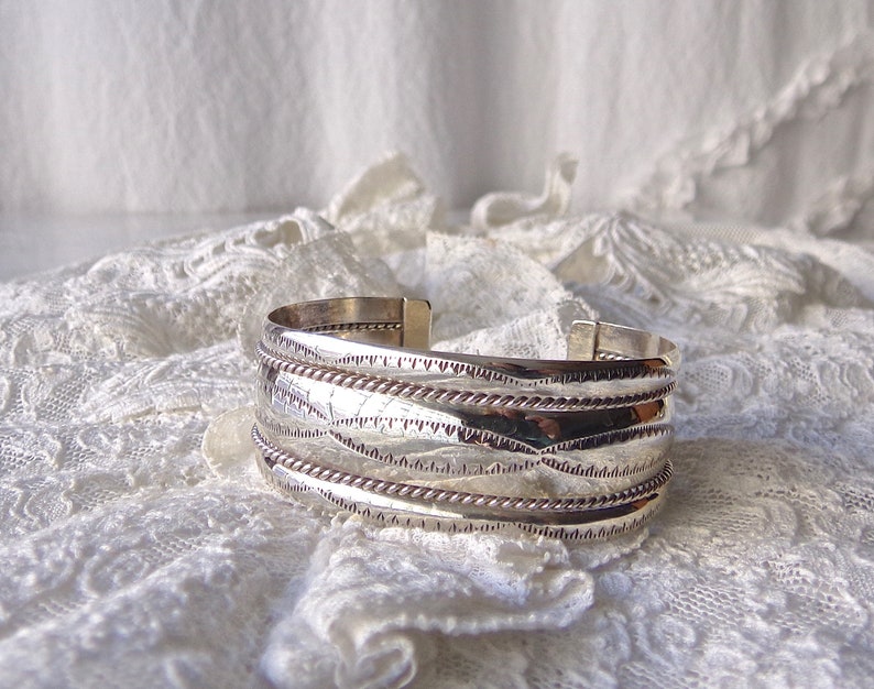 Vintage Cuff Bracelet Sterling Silver Signed